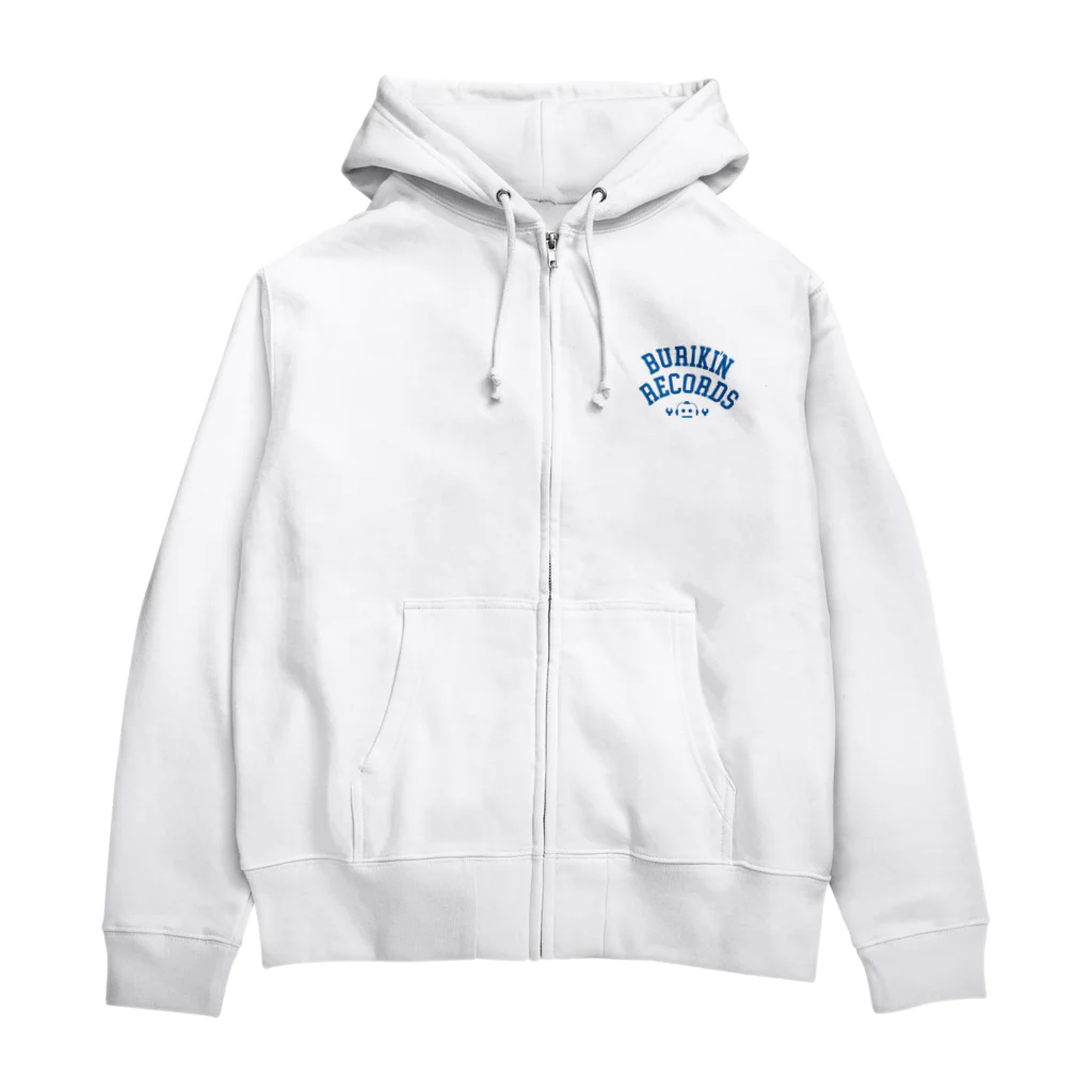 BURIKI'N RECORDSのブリキン定番ロゴ(スモーキーブルーロゴ) Zip Hoodie