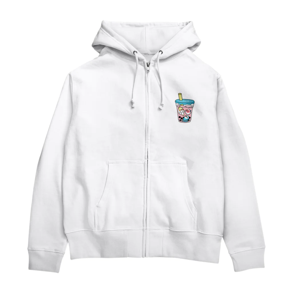 Cody the Lovebirdの（両面）インコ　スウィーツ　タピオカミルクインコティー　コザクラインコ　オカメインコ　 Zip Hoodie