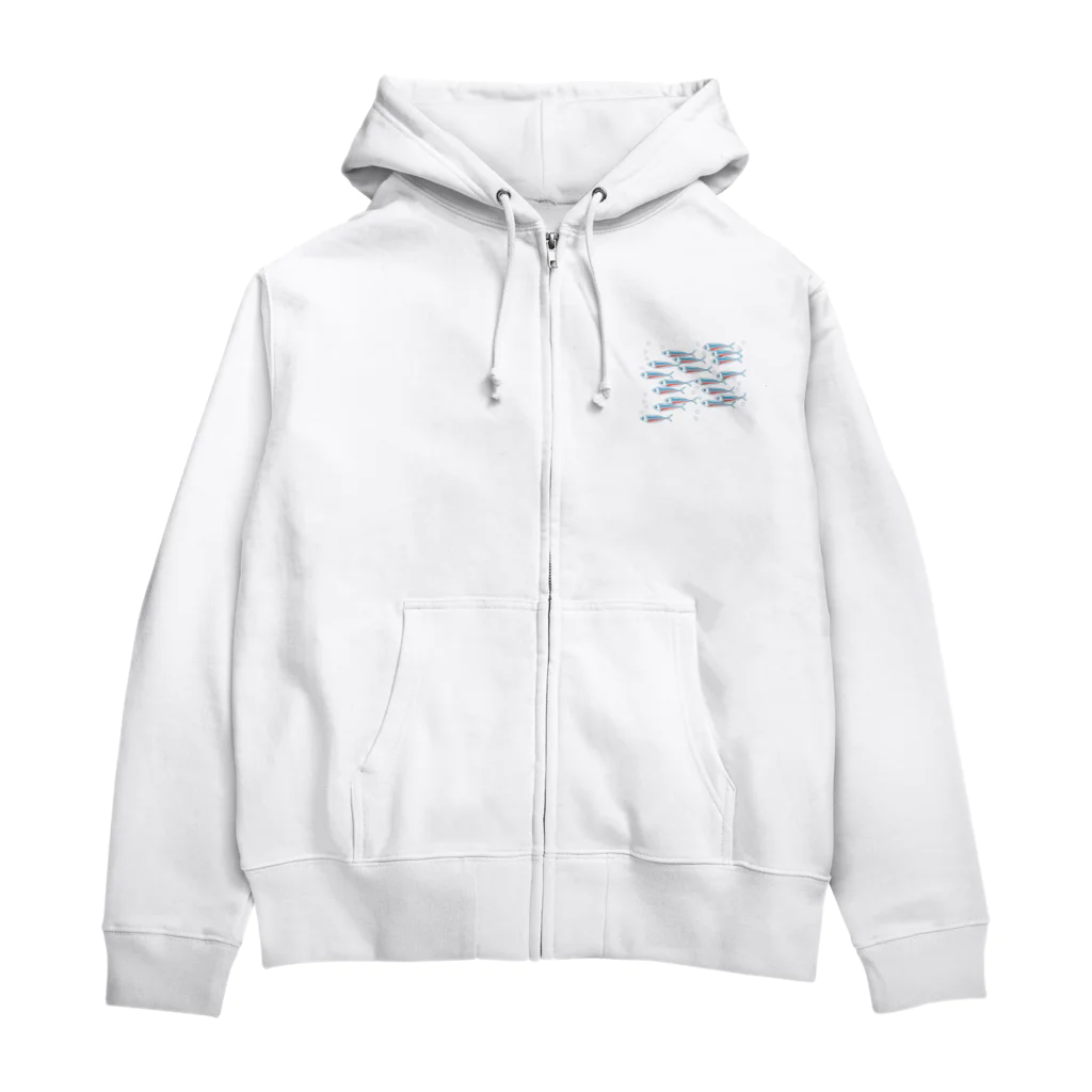 クレアプロップの泳ぐネオンテトラ Zip Hoodie