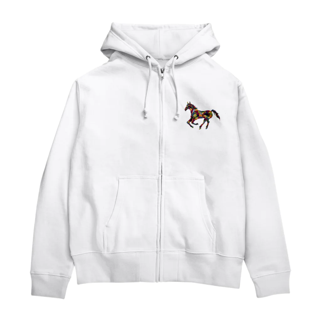 meiroのカラフルなホース Zip Hoodie