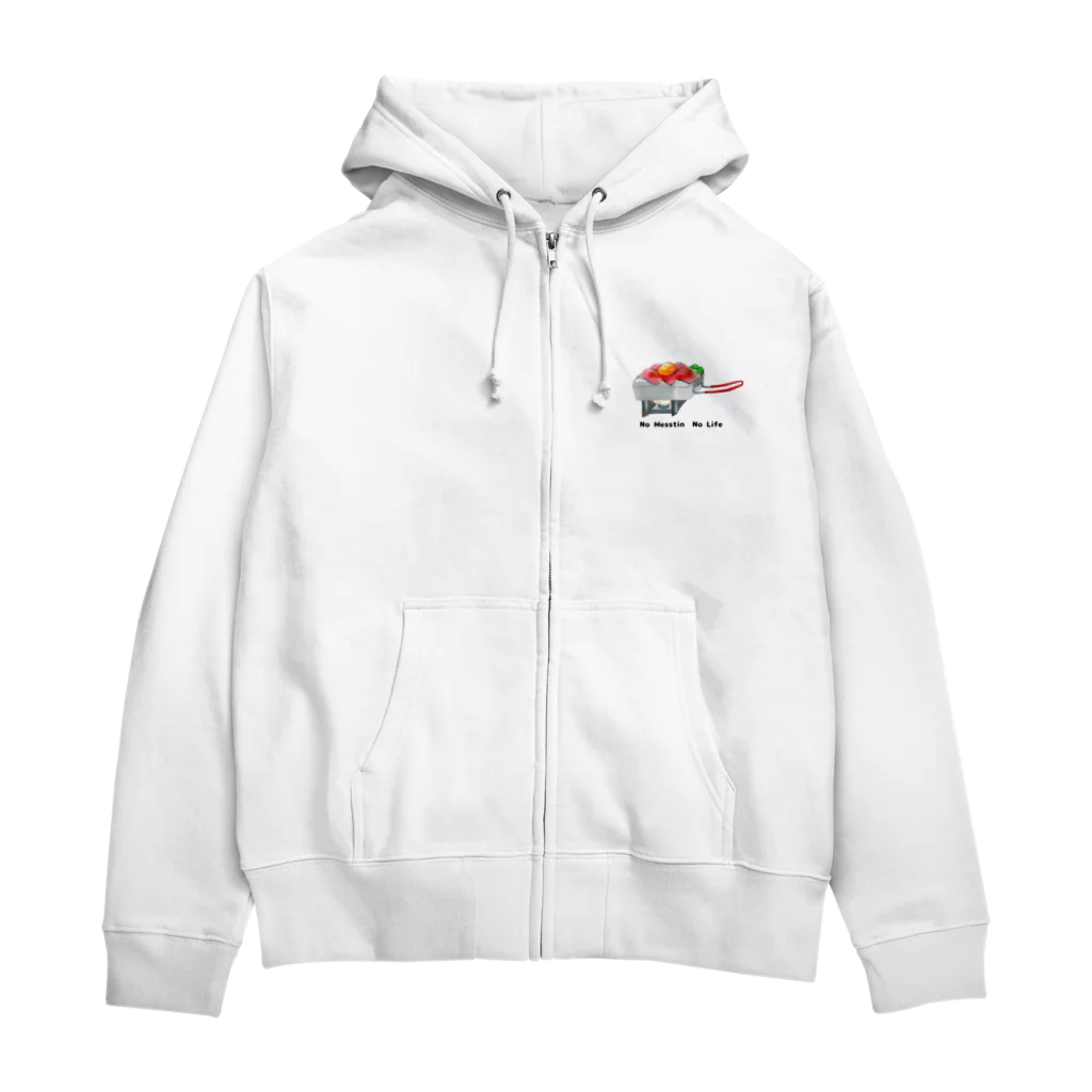 メスティンキャンパーの【No Messtin No Life】ローストビーフVer Zip Hoodie