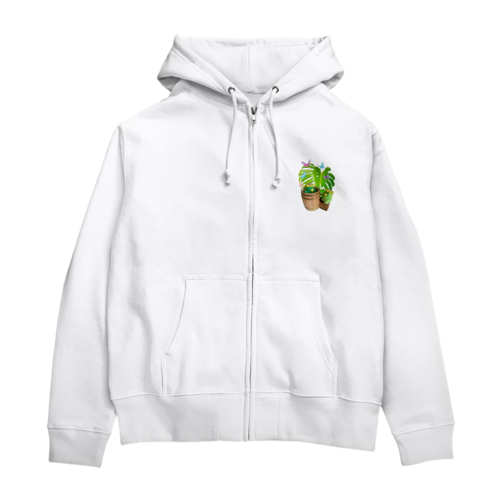 ☆あゆ ころ たろの☆ ハッピーライフのモンステラとカッパ  背景無し透視化 Zip Hoodie