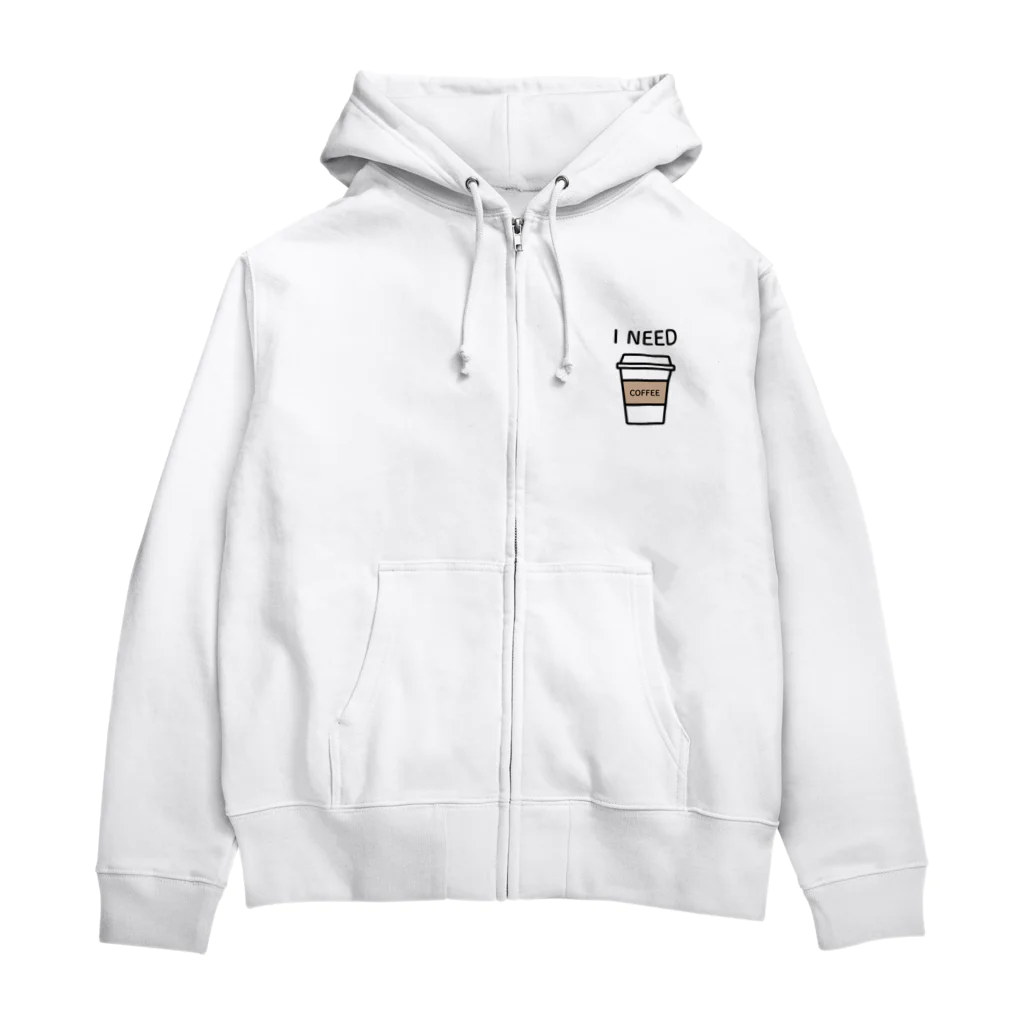 THIS IS NOT DESIGNのI NEED COFFEE Zip Hoodie