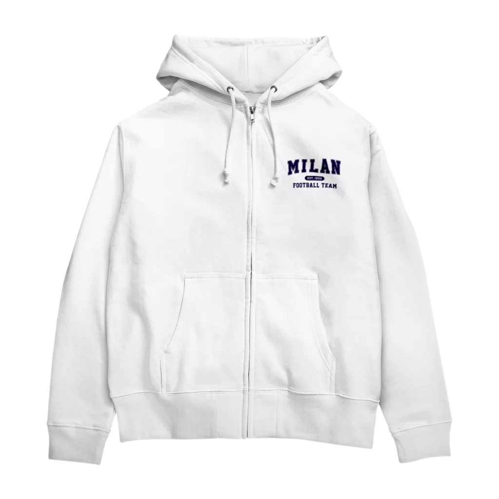 CALCIO1899のミラン_カレッジ風_ネイビー Zip Hoodie