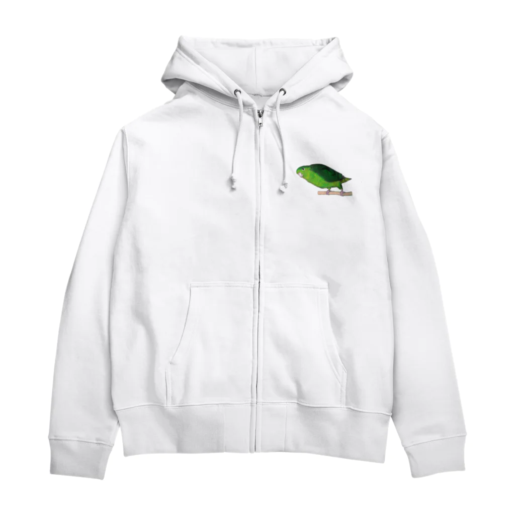 森図鑑の[森図鑑] サザナミインコ緑色 Zip Hoodie