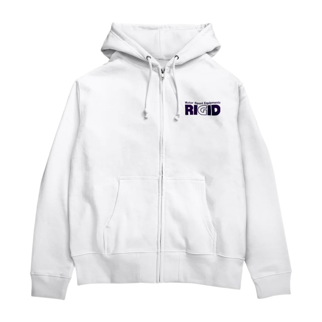 リジット・モータースポーツのRIGID透過ロゴ紺 Zip Hoodie