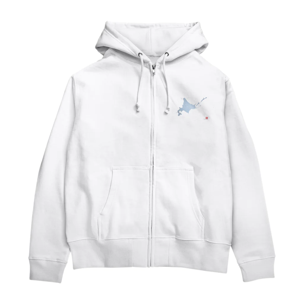 Yanagiya Kosanjiの北海道_TextMap_青色グラデーション Zip Hoodie