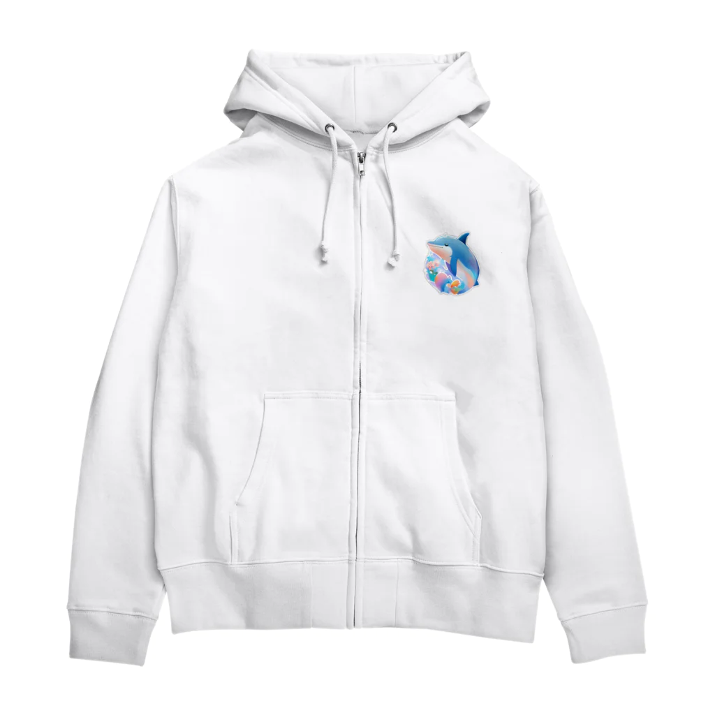 dolphineの可愛いイルカ Zip Hoodie