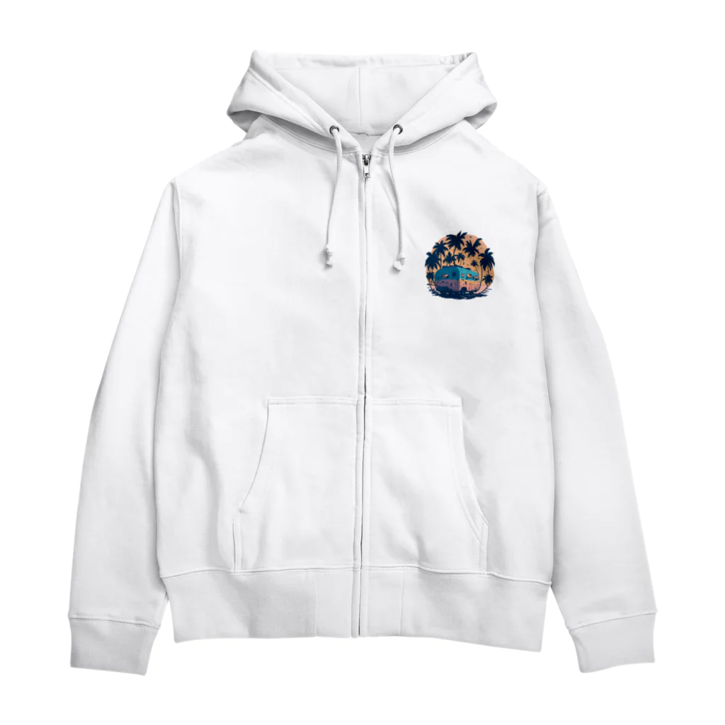 こひのお店のビーチに停められた車 Zip Hoodie