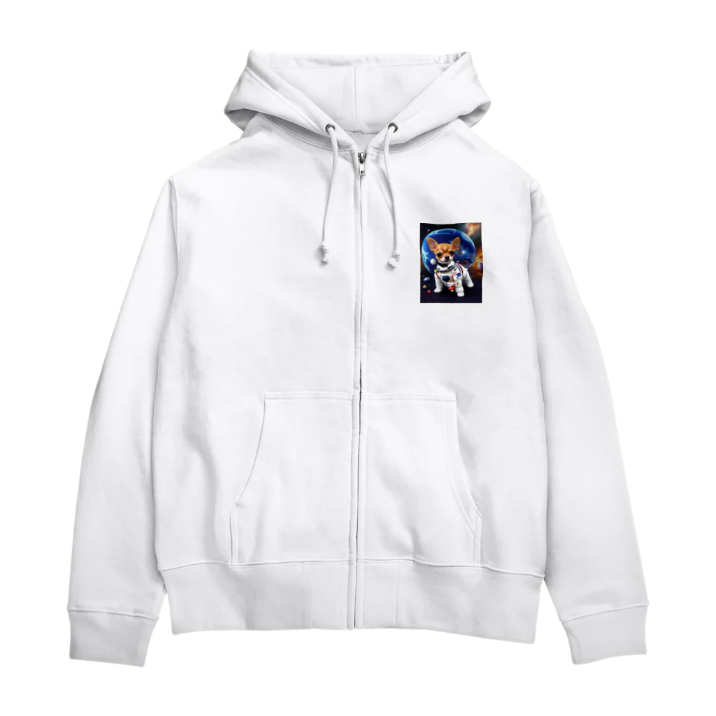 Pet_Charmの宇宙服を着たチワワ Zip Hoodie