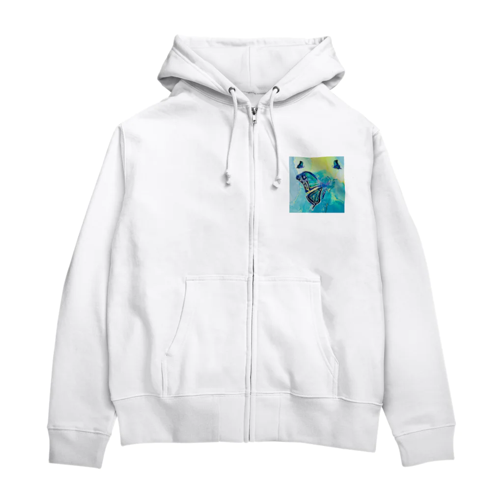 CCCHEART のbutterfly×Blue green Zip Hoodie