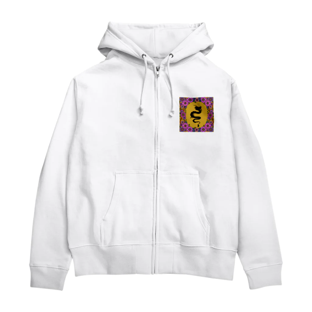 チャンドラのかわいい龍とお花 Zip Hoodie