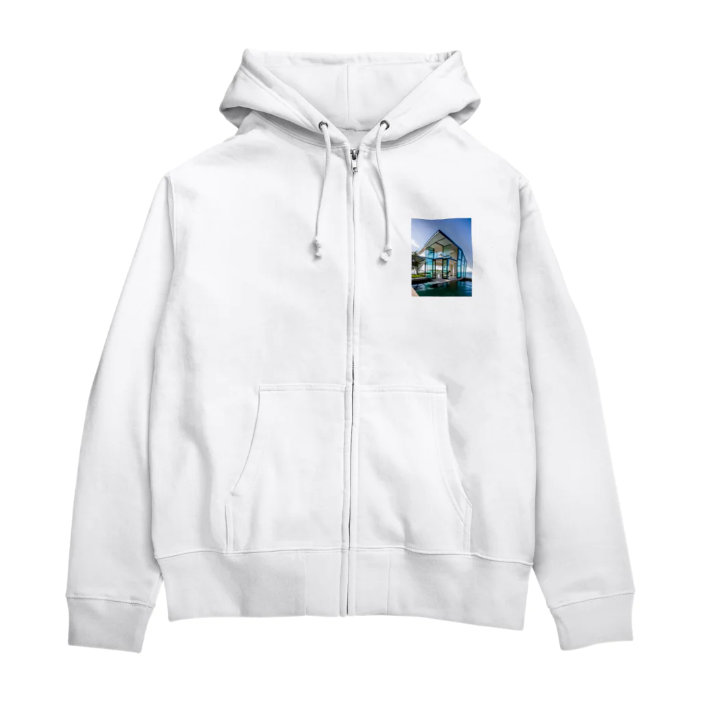 dolphineのオーシャンビュー　海に浮いた透明グラスハウス Zip Hoodie