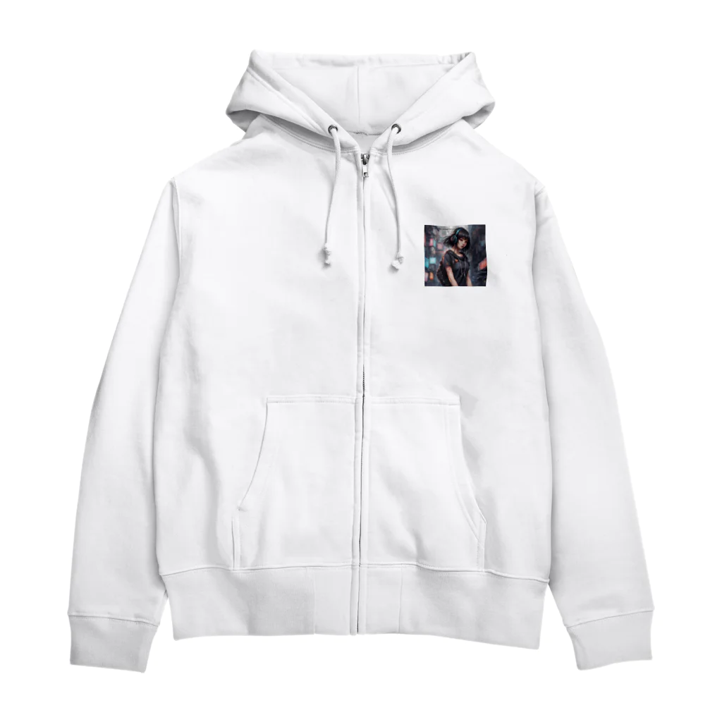 enoryuのCyberPunk 風 女の子 Zip Hoodie