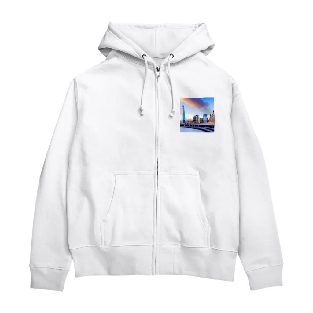 どうぶつの森のアメリカの街風グッズ Zip Hoodie