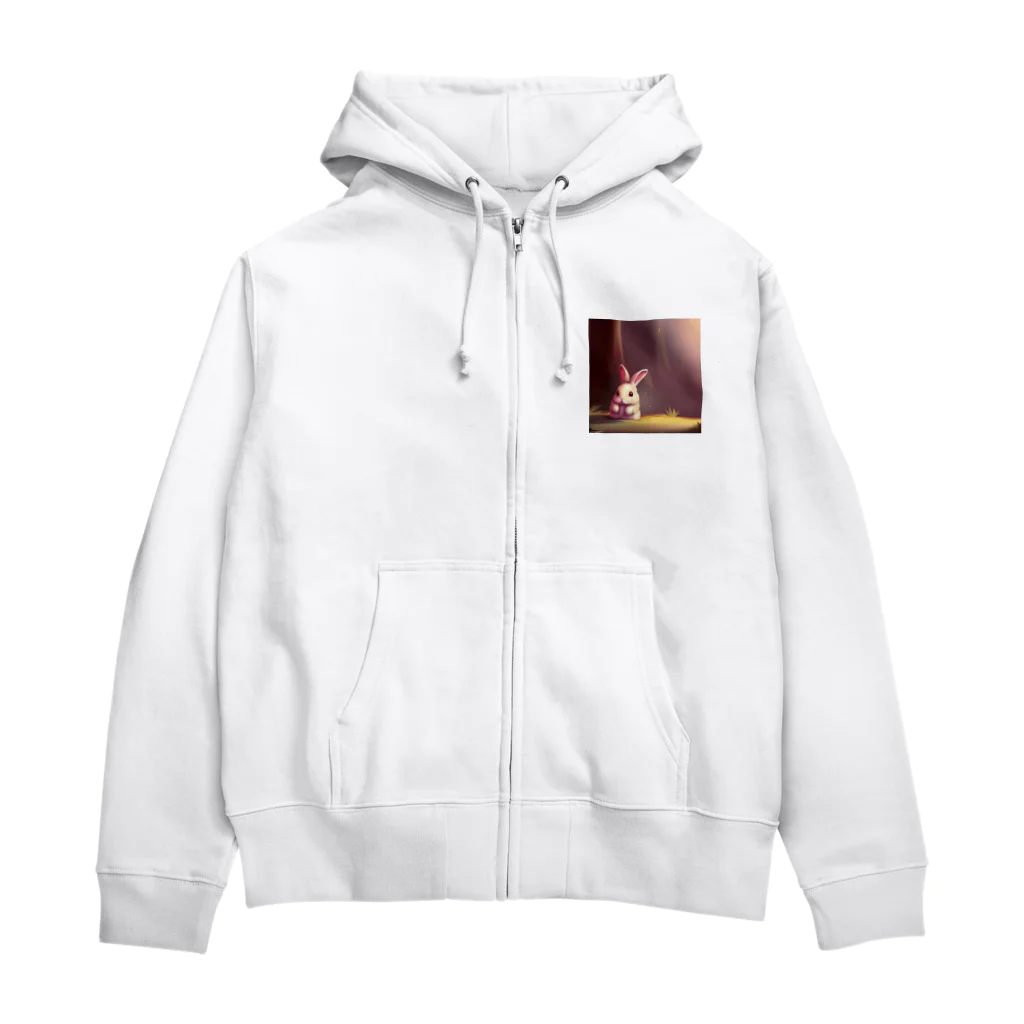 幸せアートワールドのふさふさうさぎ Zip Hoodie