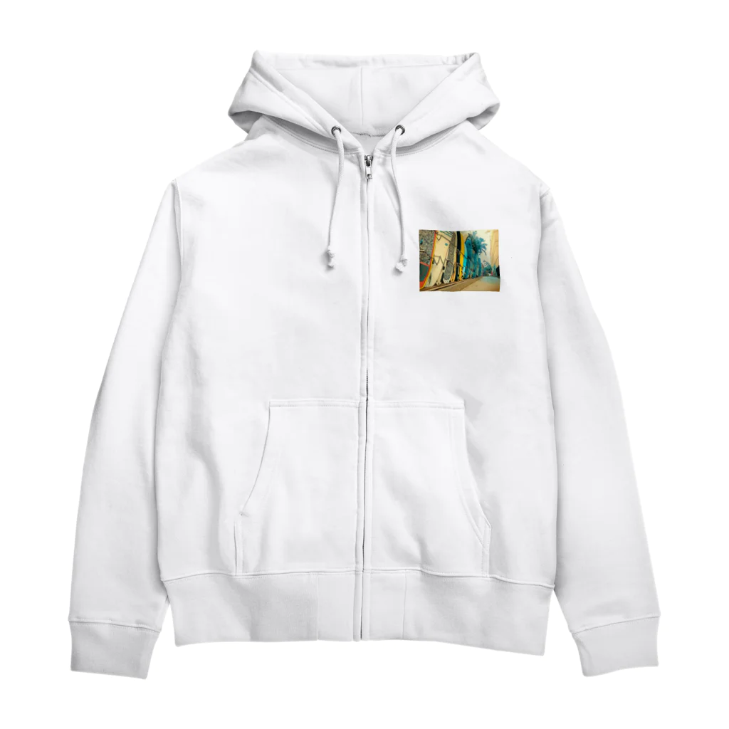 Tomomojiのハワイの裏通 Zip Hoodie