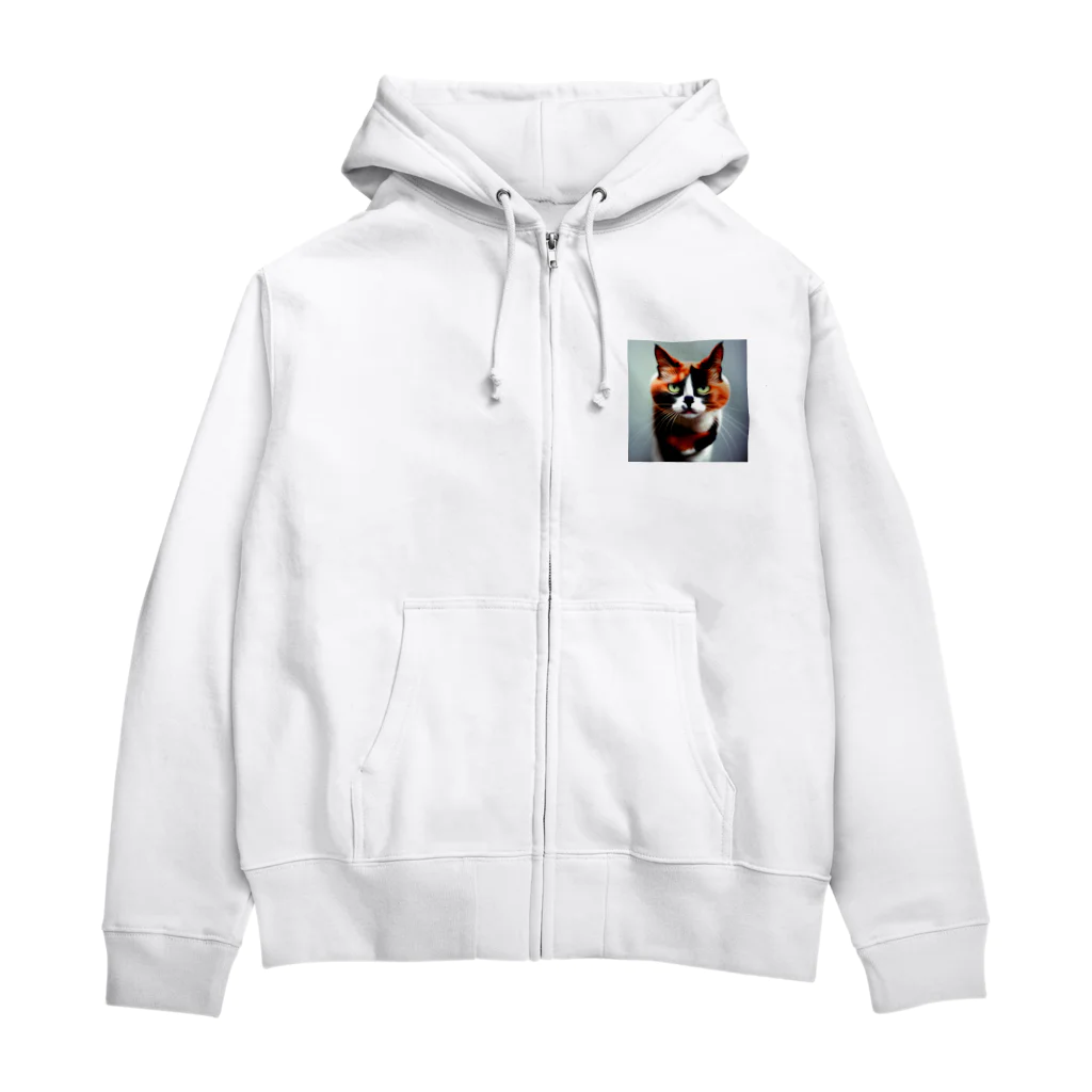 den_hartの我慢顔の三毛猫くん Zip Hoodie