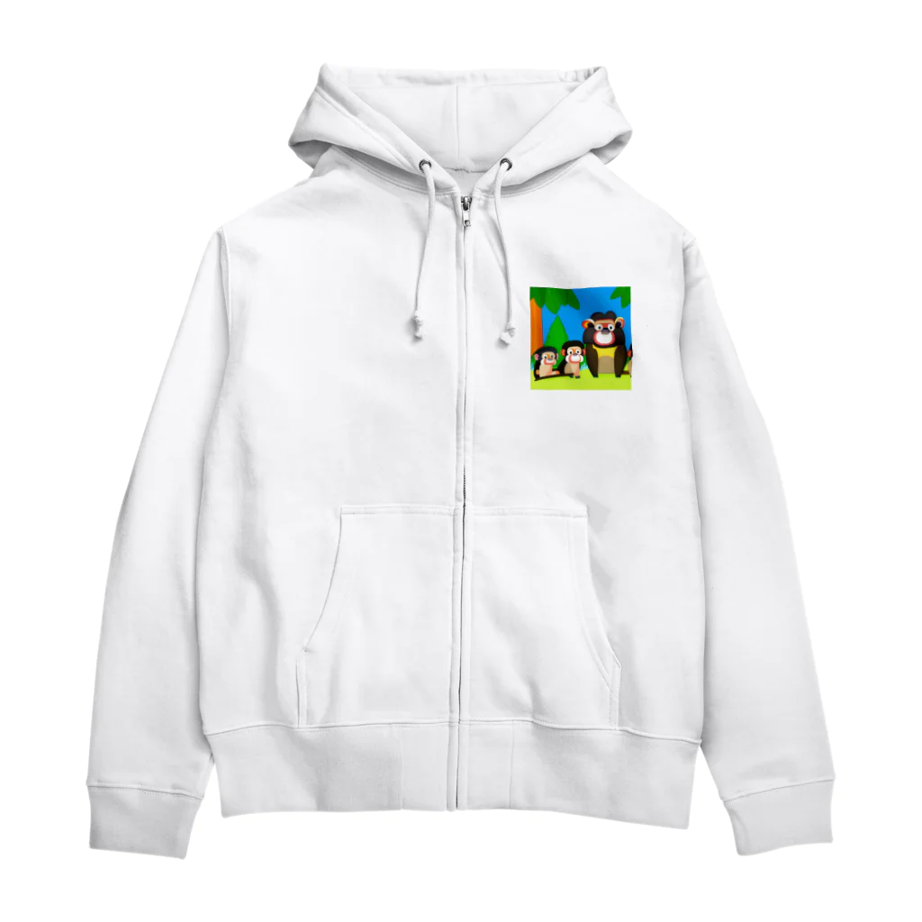 cocodonの森の中のマントヒヒ親子 Zip Hoodie