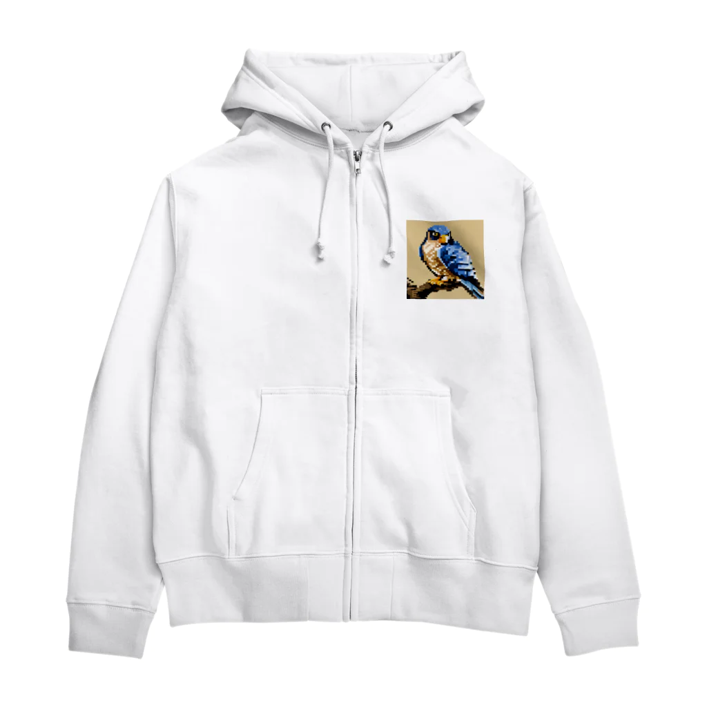 ラッキーマインあべむつきのドット絵の青い鳥 Zip Hoodie