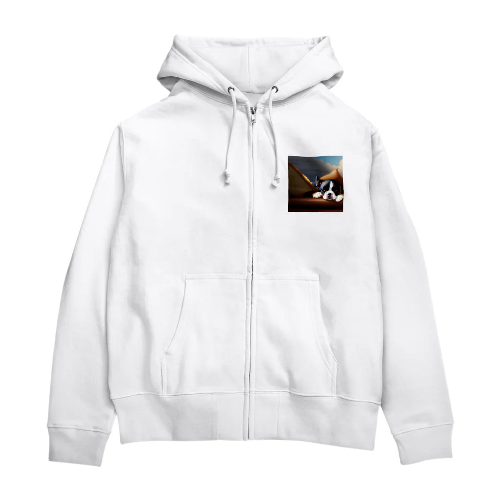 ボステリのお眠りボストンテリア Zip Hoodie