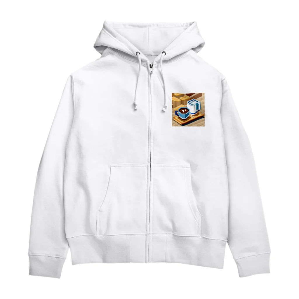 cunissaのドット絵コーヒーと電気ポット Zip Hoodie