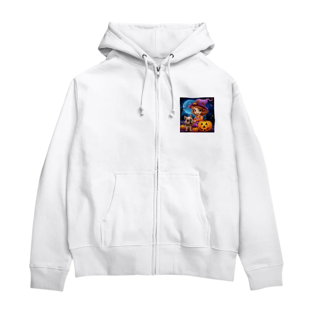 blue_7777　まねきねこショップのハッピーハロイン　愛犬と一緒！ Zip Hoodie