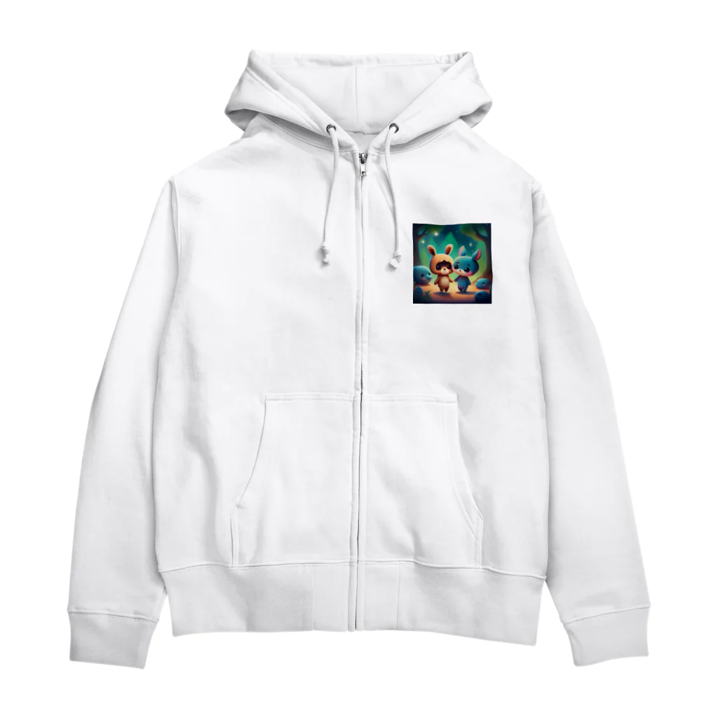 さぼりのあっくまんのたぬうさぎ Zip Hoodie