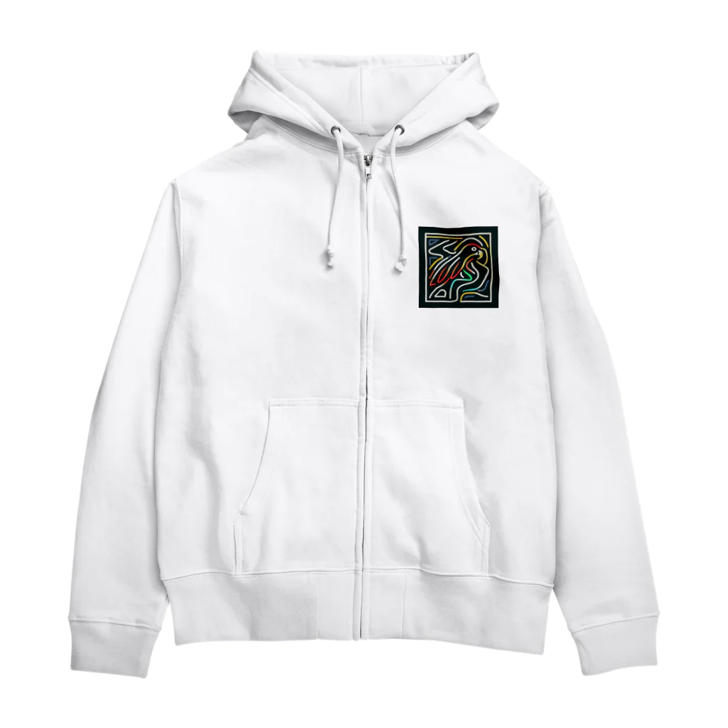 ikubohのナスカの地上絵「オウム」インスパイア01 Zip Hoodie