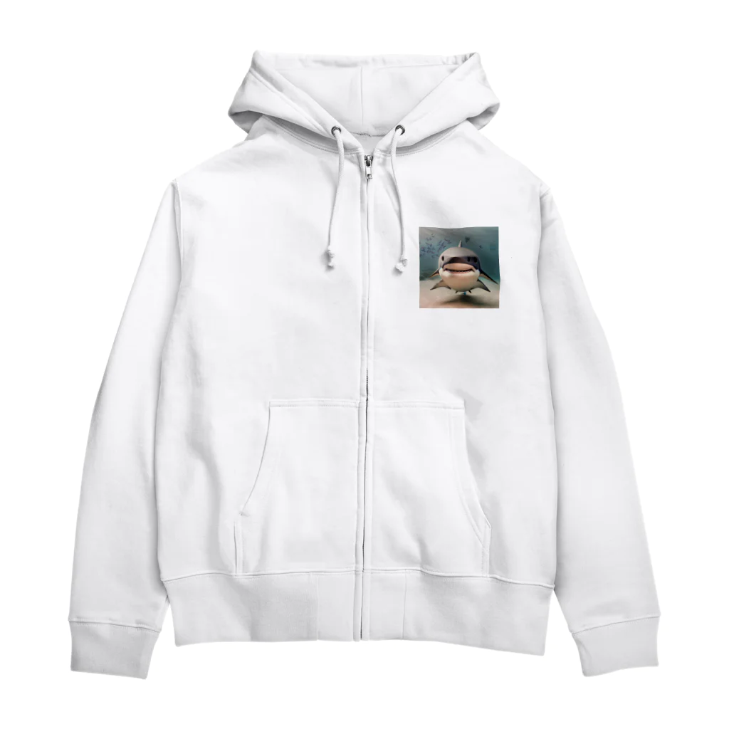 まな九郎ショップの可愛いサメ Zip Hoodie