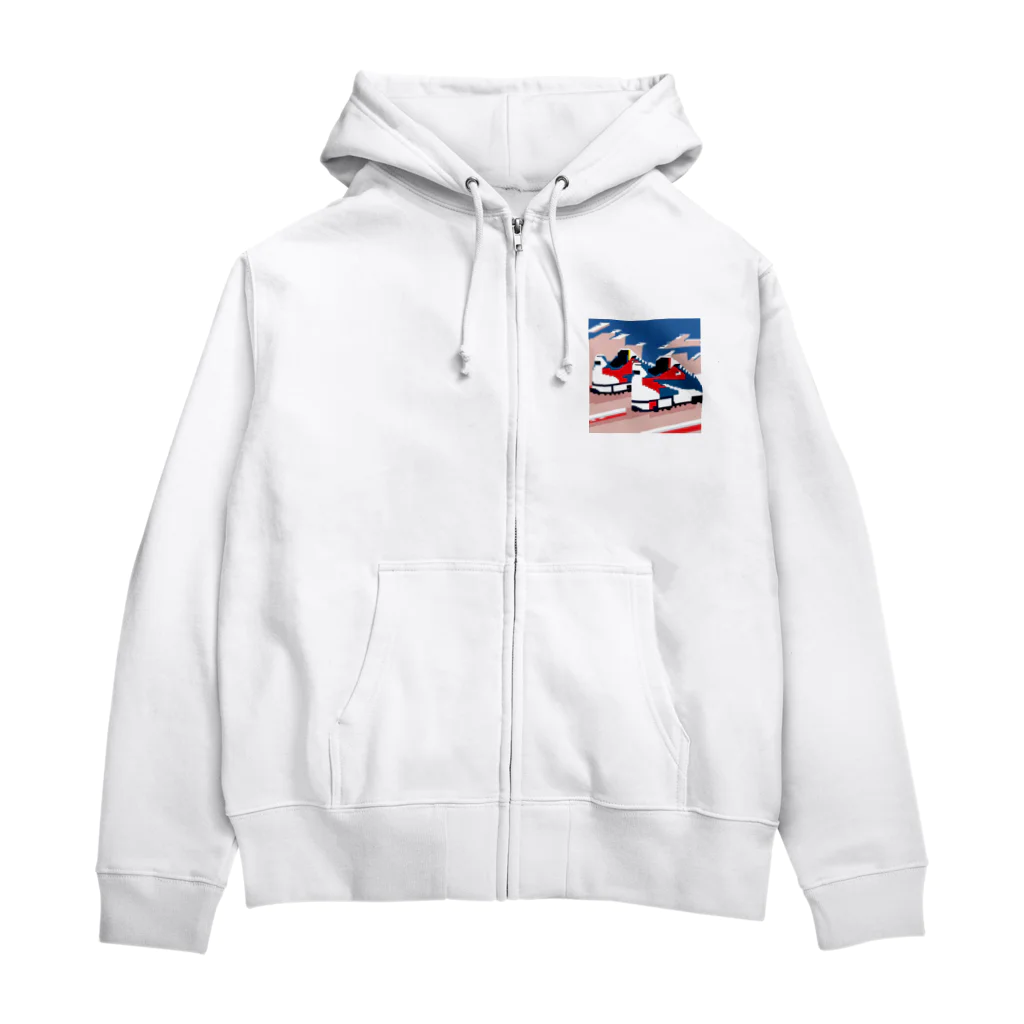 KAKI_のドット絵おしゃれなくつ Zip Hoodie