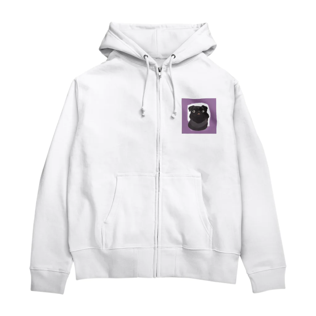 のあの部屋の黒パグのイラストグッズ Zip Hoodie