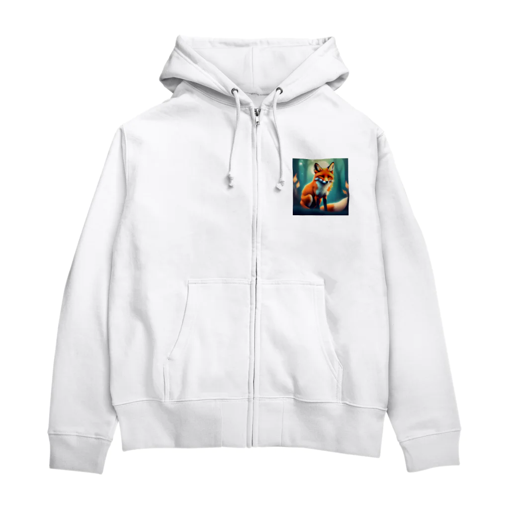 安田ワールドのキツネのイラストグッズ Zip Hoodie