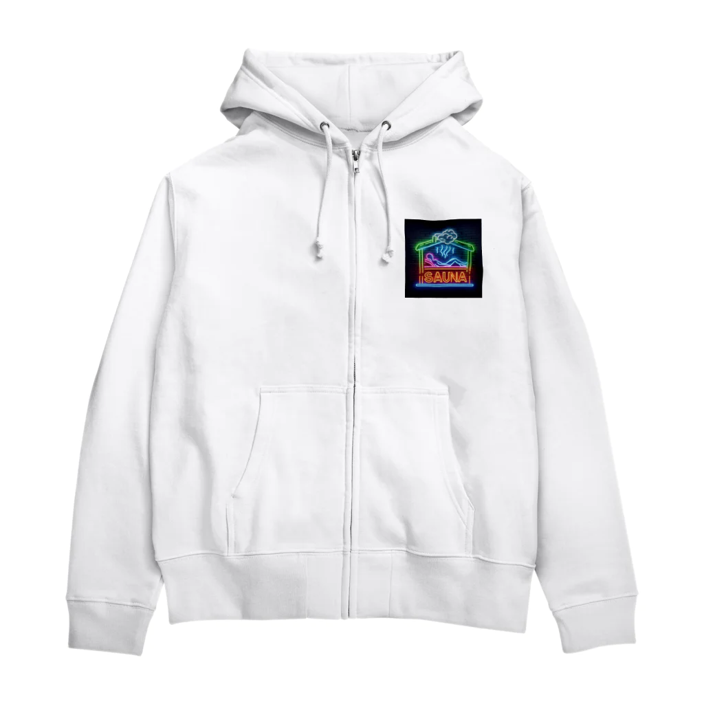 N SAUNA LOGOのネオン風サウナロゴ2 Zip Hoodie