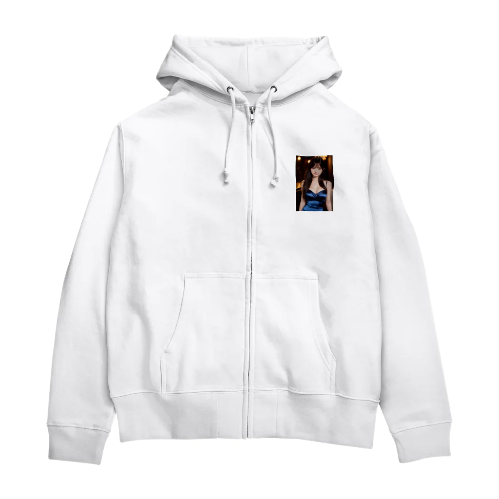 AI Lucy(ルーシー)の青いドレス美人 Zip Hoodie