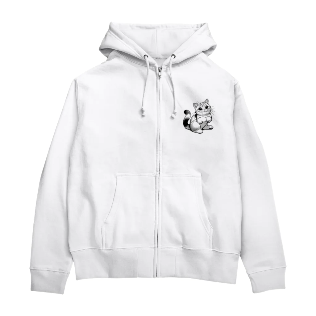 ぷにぷにのお座りにゃんにゃん Zip Hoodie