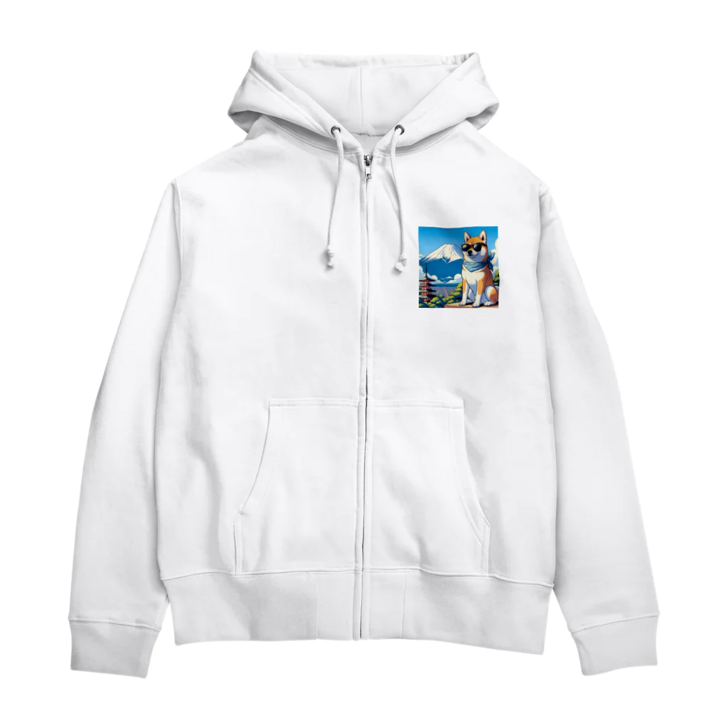 ピヨっこのサングラス犬　【銀次郎】 Zip Hoodie