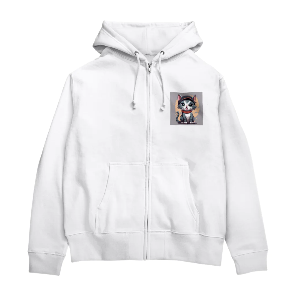 じゅんじゅんのキャップ猫 Zip Hoodie