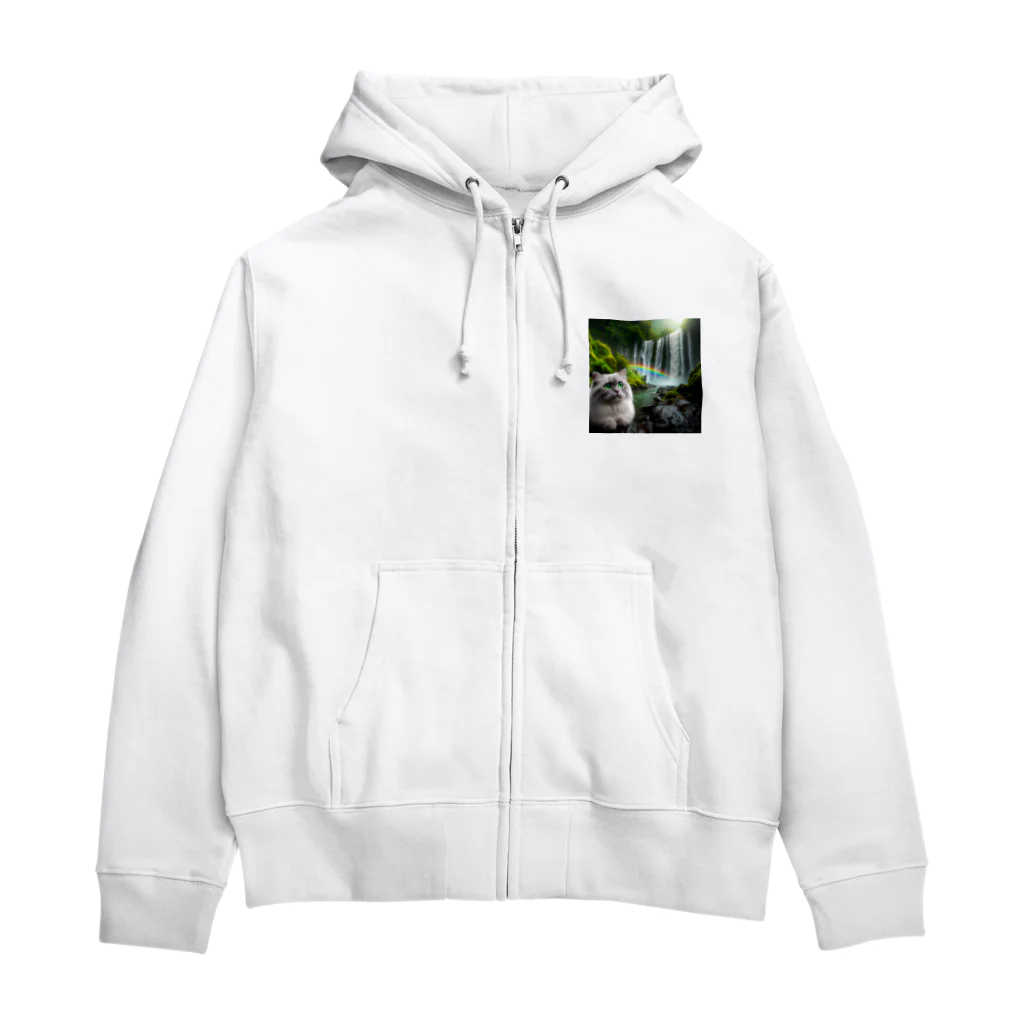 ニャーちゃんショップのレインボーキャット Zip Hoodie