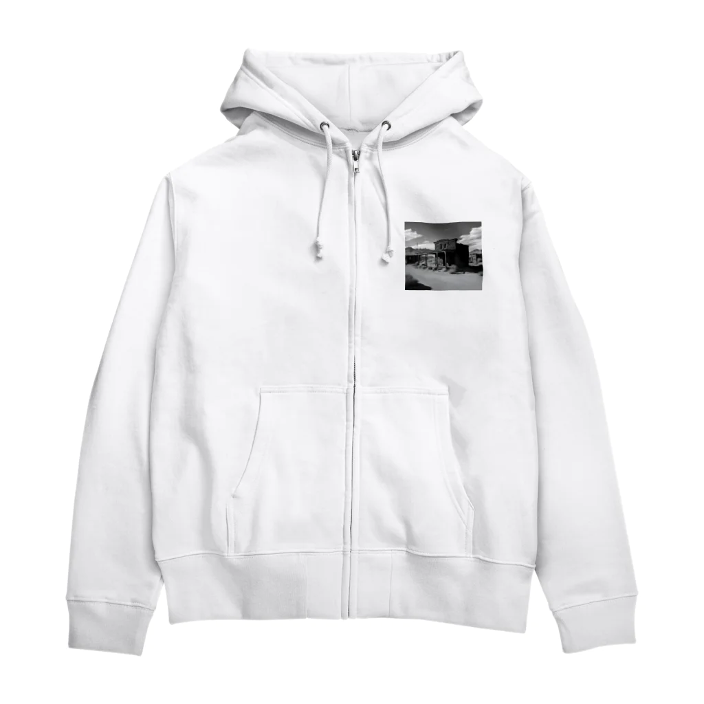 崖っぷちのポニョの"Nostalgia Ville：さびれた町の魅力を感じるグッズ" Zip Hoodie