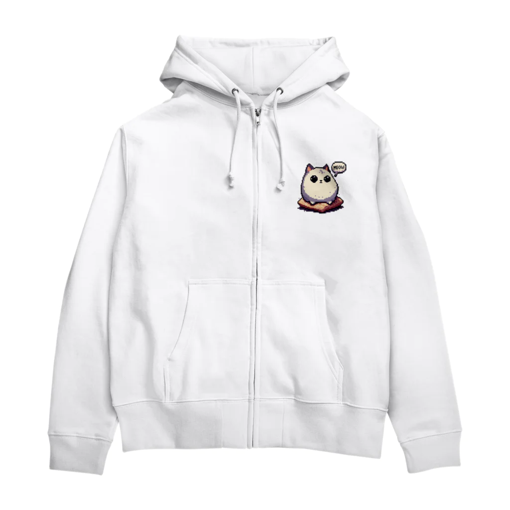 まるきゅー＠ショップのピクセルアート風の猫 Zip Hoodie