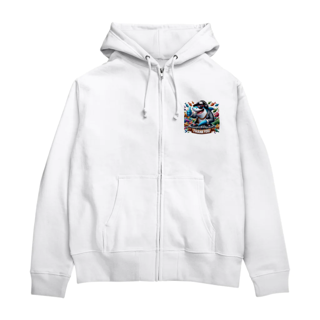 DJシャークのDJシャーク(thank you) Zip Hoodie