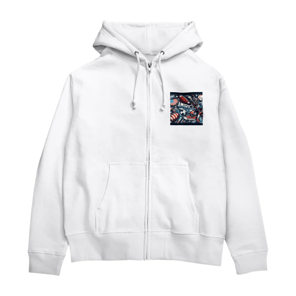 Satoshi27の "アメリカンスポーツの輝き" Zip Hoodie