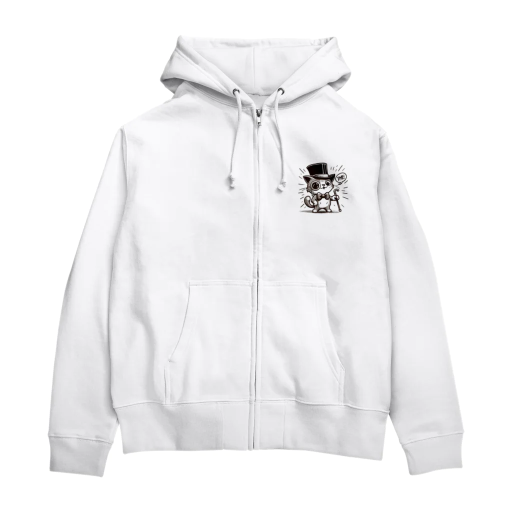 REI-AI-PONのハットを被ったねこ🐈 Zip Hoodie