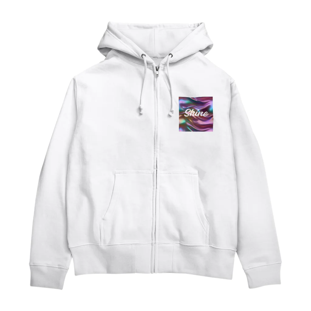 Kumamanのオーロラシルク　Shineロゴ入り Zip Hoodie