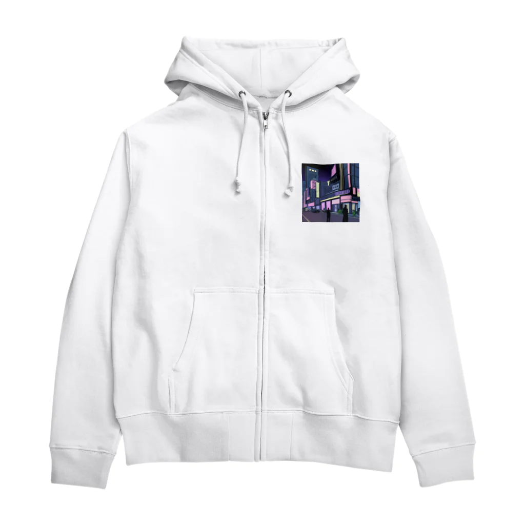 Chill_dreamのサイバーパンク風イラスト Zip Hoodie