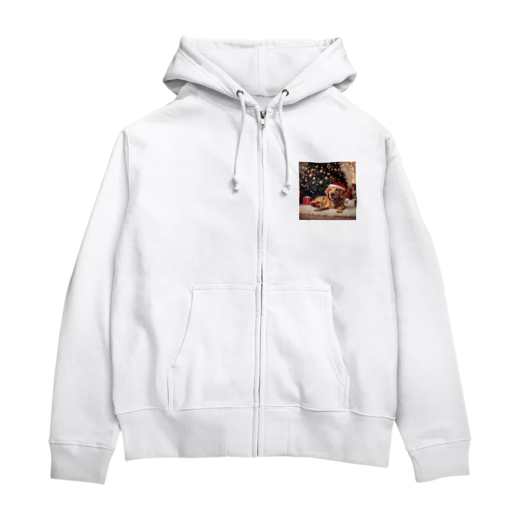 yumena_のクリスマスを満喫する犬 Zip Hoodie