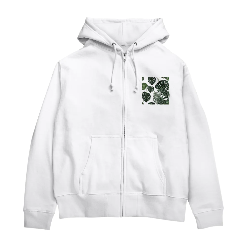 アガベマンの斑入りモンステラグッズ Zip Hoodie