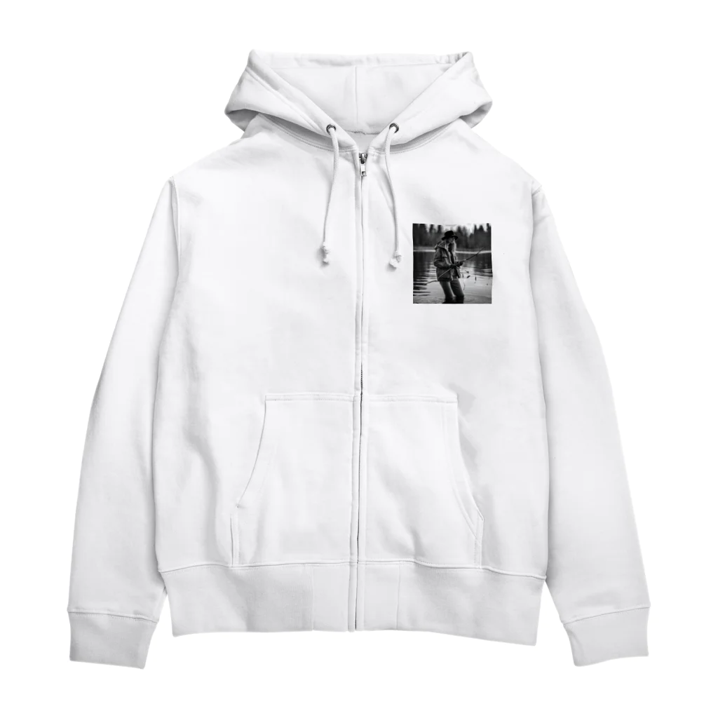 No Fishing No Life の釣り女子 Zip Hoodie