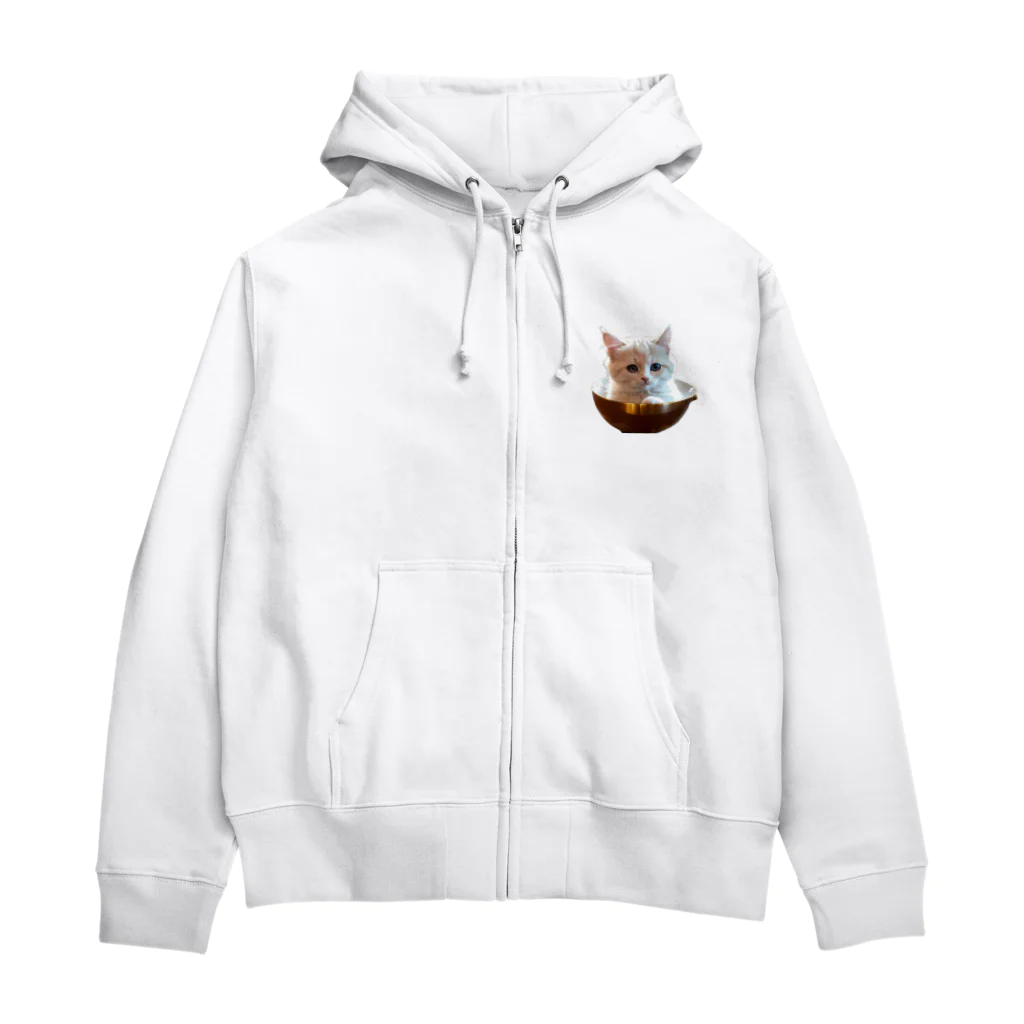 ヌコのお店の白猫カップイン Zip Hoodie